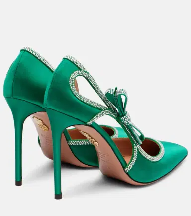 Aquazzura Soave Crystal 105 bow-detail satin pumps | Thumbnail 4 Aquazzura Soave Crystal 105 bow-detail satin pumps | Thumbnail 4