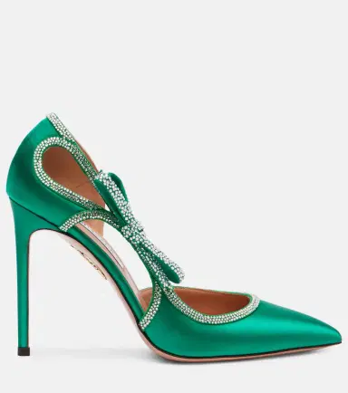 Aquazzura Soave Crystal 105 bow-detail satin pumps | Thumbnail 5 Aquazzura Soave Crystal 105 bow-detail satin pumps | Thumbnail 5
