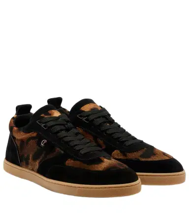 Christian Louboutin Suede-trimmed calf hair sneakers | Thumbnail 1 Christian Louboutin Suede-trimmed calf hair sneakers | Thumbnail 1