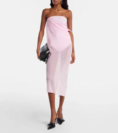 Courreges Courrèges Draped sheer jersey crêpe midi dress | Thumbnail 3 Courreges Courrèges Draped sheer jersey crêpe midi dress | Thumbnail 3