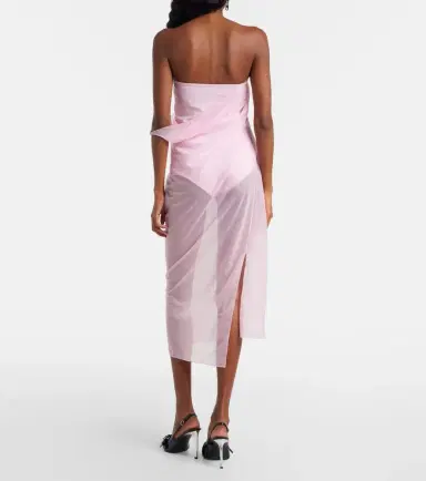 Courreges Courrèges Draped sheer jersey crêpe midi dress | Thumbnail 5 Courreges Courrèges Draped sheer jersey crêpe midi dress | Thumbnail 5