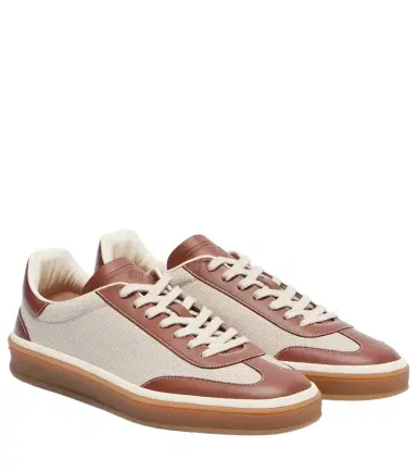 Loro Piana Tennis Walk leather-trimmed sneakers | Thumbnail 1 Loro Piana Tennis Walk leather-trimmed sneakers | Thumbnail 1