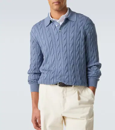 Ralph Lauren Purple Label Cable-knit cotton and silk polo sweater | Thumbnail 2 Ralph Lauren Purple Label Cable-knit cotton and silk polo sweater | Thumbnail 2