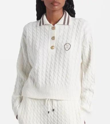 Brunello Cucinelli Logo cable-knit cashmere polo sweater | Thumbnail 2 Brunello Cucinelli Logo cable-knit cashmere polo sweater | Thumbnail 2