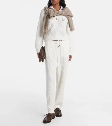 Brunello Cucinelli Logo cable-knit cashmere polo sweater | Thumbnail 4 Brunello Cucinelli Logo cable-knit cashmere polo sweater | Thumbnail 4