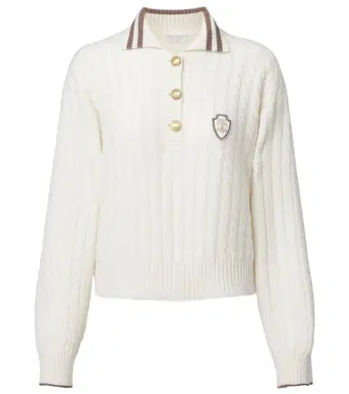 Brunello Cucinelli Logo cable-knit cashmere polo sweater | Thumbnail 1 Brunello Cucinelli Logo cable-knit cashmere polo sweater | Thumbnail 1