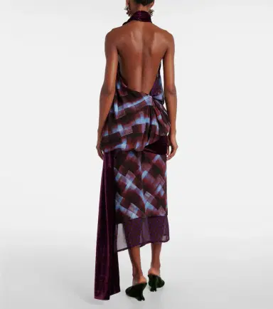 Dries Van Noten Checked scarf-detail halterneck top | Thumbnail 2 Dries Van Noten Checked scarf-detail halterneck top | Thumbnail 2