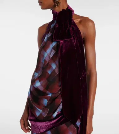 Dries Van Noten Checked scarf-detail halterneck top | Thumbnail 4 Dries Van Noten Checked scarf-detail halterneck top | Thumbnail 4