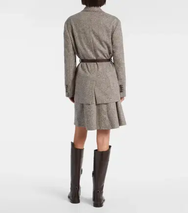 Brunello Cucinelli Belted herringbone wool-blend blazer | Thumbnail 6 Brunello Cucinelli Belted herringbone wool-blend blazer | Thumbnail 6
