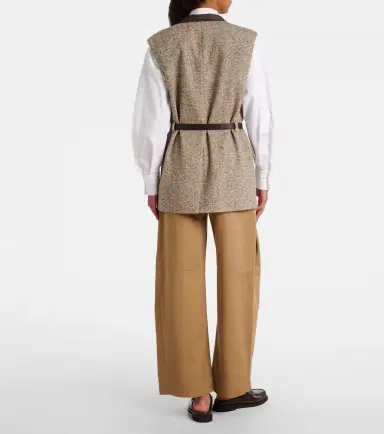 Brunello Cucinelli Belted wool and silk-blend vest | Thumbnail 2 Brunello Cucinelli Belted wool and silk-blend vest | Thumbnail 2