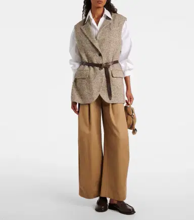 Brunello Cucinelli Belted wool and silk-blend vest | Thumbnail 3 Brunello Cucinelli Belted wool and silk-blend vest | Thumbnail 3