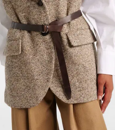 Brunello Cucinelli Belted wool and silk-blend vest | Thumbnail 4 Brunello Cucinelli Belted wool and silk-blend vest | Thumbnail 4