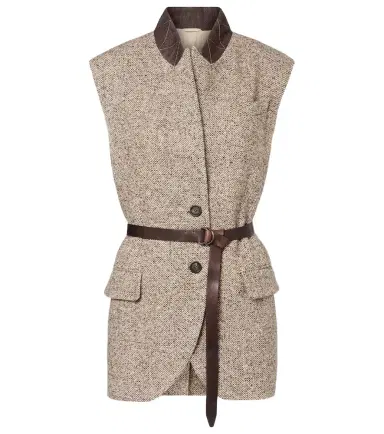 Brunello Cucinelli Belted wool and silk-blend vest | Thumbnail 1 Brunello Cucinelli Belted wool and silk-blend vest | Thumbnail 1