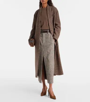 Brunello Cucinelli Wool and silk-blend midi skirt | Thumbnail 2 Brunello Cucinelli Wool and silk-blend midi skirt | Thumbnail 2