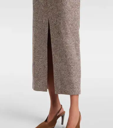 Brunello Cucinelli Wool and silk-blend midi skirt | Thumbnail 3 Brunello Cucinelli Wool and silk-blend midi skirt | Thumbnail 3