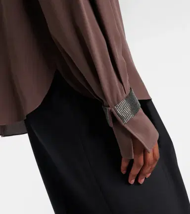 Brunello Cucinelli Monili turtleneck silk blouse | Thumbnail 4 Brunello Cucinelli Monili turtleneck silk blouse | Thumbnail 4