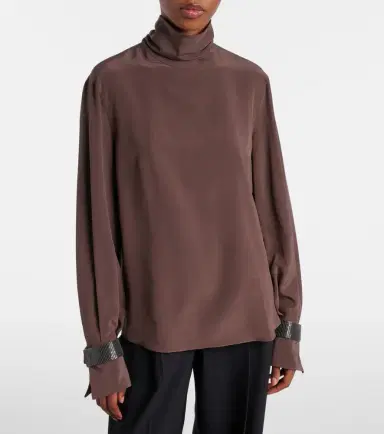 Brunello Cucinelli Monili turtleneck silk blouse | Thumbnail 5 Brunello Cucinelli Monili turtleneck silk blouse | Thumbnail 5