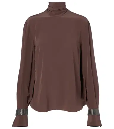 Brunello Cucinelli Monili turtleneck silk blouse | Thumbnail 1 Brunello Cucinelli Monili turtleneck silk blouse | Thumbnail 1