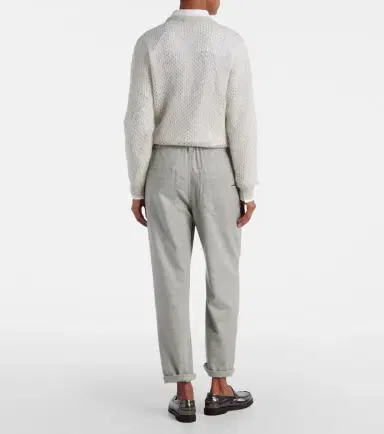Brunello Cucinelli Cropped wool and cashmere straight pants | Thumbnail 4 Brunello Cucinelli Cropped wool and cashmere straight pants | Thumbnail 4