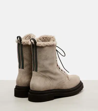 Brunello Cucinelli Shearling-trimmed suede combat boots | Thumbnail 2 Brunello Cucinelli Shearling-trimmed suede combat boots | Thumbnail 2