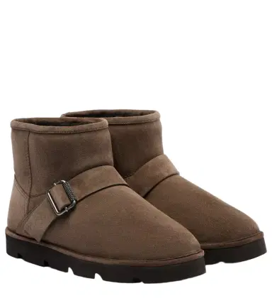 Brunello Cucinelli Shearling-lined suede ankle boots | Thumbnail 1 Brunello Cucinelli Shearling-lined suede ankle boots | Thumbnail 1