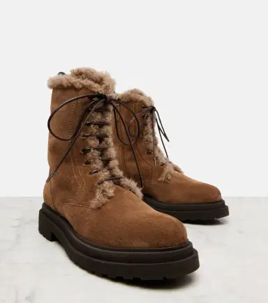 Brunello Cucinelli Monili shearling-lined suede combat boots | Thumbnail 4 Brunello Cucinelli Monili shearling-lined suede combat boots | Thumbnail 4