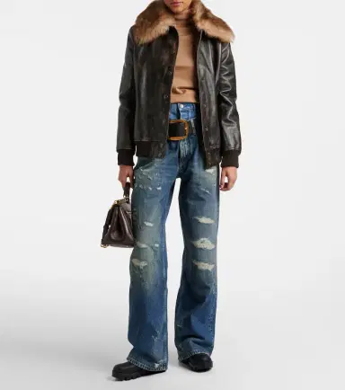 Dolce & Gabbana Distressed layered high-rise wide-leg jeans | Thumbnail 2 Dolce & Gabbana Distressed layered high-rise wide-leg jeans | Thumbnail 2
