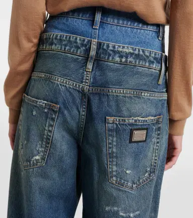 Dolce & Gabbana Distressed layered high-rise wide-leg jeans | Thumbnail 4 Dolce & Gabbana Distressed layered high-rise wide-leg jeans | Thumbnail 4