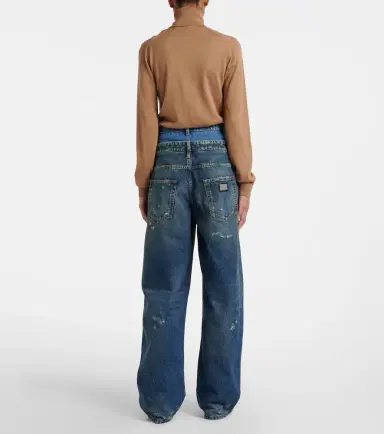Dolce & Gabbana Distressed layered high-rise wide-leg jeans | Thumbnail 5 Dolce & Gabbana Distressed layered high-rise wide-leg jeans | Thumbnail 5