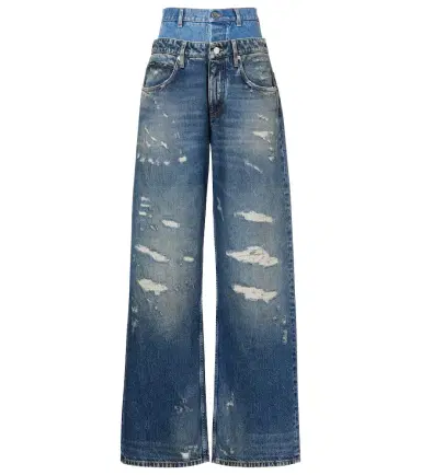 Dolce & Gabbana Distressed layered high-rise wide-leg jeans | Thumbnail 1 Dolce & Gabbana Distressed layered high-rise wide-leg jeans | Thumbnail 1