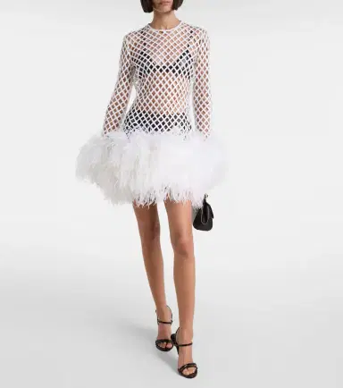 Dolce & Gabbana Feather-trimmed sequined minidress | Thumbnail 3 Dolce & Gabbana Feather-trimmed sequined minidress | Thumbnail 3