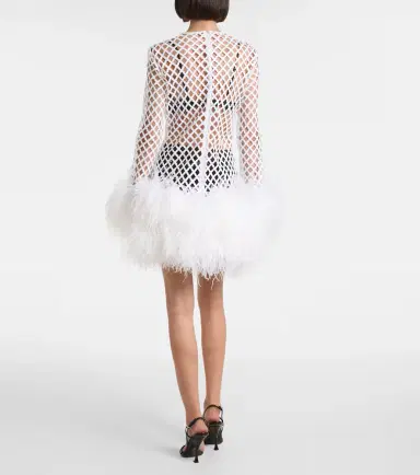 Dolce & Gabbana Feather-trimmed sequined minidress | Thumbnail 4 Dolce & Gabbana Feather-trimmed sequined minidress | Thumbnail 4