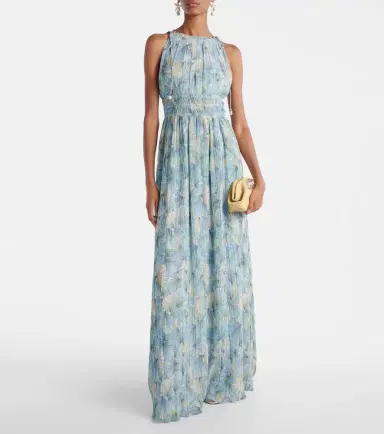 Veronica Beard Yardley floral pleated chiffon gown | Thumbnail 2 Veronica Beard Yardley floral pleated chiffon gown | Thumbnail 2
