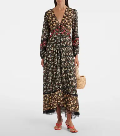 Rixo Raven printed crêpe de chine midi dress | Thumbnail 4 Rixo Raven printed crêpe de chine midi dress | Thumbnail 4