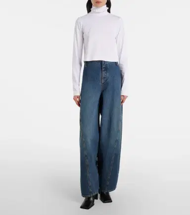 Alaïa Alaïa Cropped turtleneck cotton jersey top | Thumbnail 3 Alaïa Alaïa Cropped turtleneck cotton jersey top | Thumbnail 3