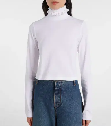 Alaïa Alaïa Cropped turtleneck cotton jersey top | Thumbnail 5 Alaïa Alaïa Cropped turtleneck cotton jersey top | Thumbnail 5