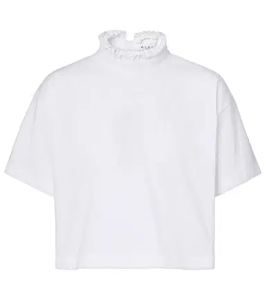 Alaïa Alaïa Cropped cotton jersey turtleneck top | Thumbnail 1 Alaïa Alaïa Cropped cotton jersey turtleneck top | Thumbnail 1
