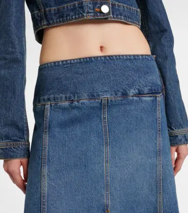 Alaïa Alaïa Mid-rise denim midi skirt | Thumbnail 3 Alaïa Alaïa Mid-rise denim midi skirt | Thumbnail 3
