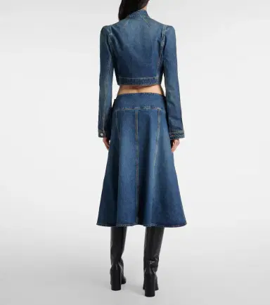 Alaïa Alaïa Mid-rise denim midi skirt | Thumbnail 4 Alaïa Alaïa Mid-rise denim midi skirt | Thumbnail 4