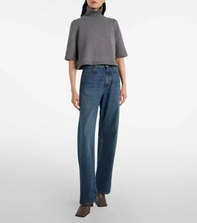 Alaïa Alaïa Cropped cashmere-blend turtleneck top | Thumbnail 2 Alaïa Alaïa Cropped cashmere-blend turtleneck top | Thumbnail 2