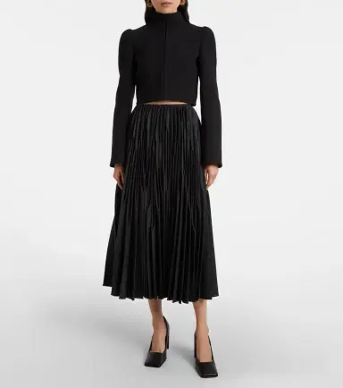 Alaïa Alaïa Pleated wool flannel midi skirt | Thumbnail 4 Alaïa Alaïa Pleated wool flannel midi skirt | Thumbnail 4