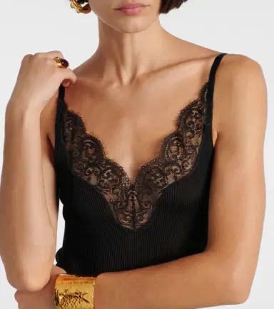 Saint Laurent Lace-trimmed silk jersey slip dress | Thumbnail 3 Saint Laurent Lace-trimmed silk jersey slip dress | Thumbnail 3