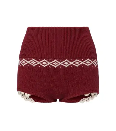 Magda Butrym Lace-trimmed wool jacquard shorts | Thumbnail 1 Magda Butrym Lace-trimmed wool jacquard shorts | Thumbnail 1