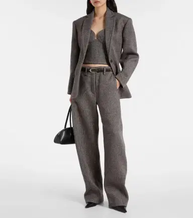 Magda Butrym Low-rise herringbone wool-blend barrel-leg pants | Thumbnail 2 Magda Butrym Low-rise herringbone wool-blend barrel-leg pants | Thumbnail 2