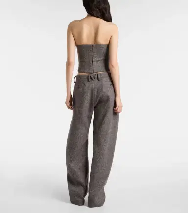 Magda Butrym Low-rise herringbone wool-blend barrel-leg pants | Thumbnail 5 Magda Butrym Low-rise herringbone wool-blend barrel-leg pants | Thumbnail 5