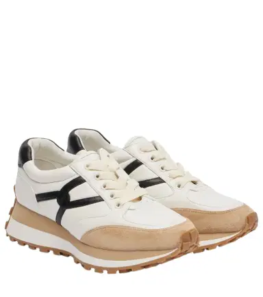 Veronica Beard Valentina suede-trimmed leather sneakers | Thumbnail 1 Veronica Beard Valentina suede-trimmed leather sneakers | Thumbnail 1
