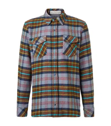 God's True Cashmere Plaid cashmere shirt with lapis lazuli | Thumbnail 1 God's True Cashmere Plaid cashmere shirt with lapis lazuli | Thumbnail 1