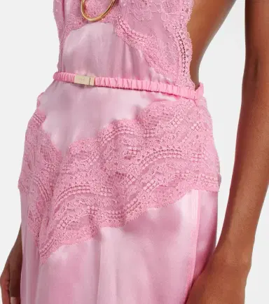 Gucci Lace-trimmed silk satin midi dress | Thumbnail 3 Gucci Lace-trimmed silk satin midi dress | Thumbnail 3