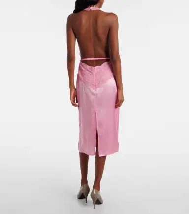 Gucci Lace-trimmed silk satin midi dress | Thumbnail 4 Gucci Lace-trimmed silk satin midi dress | Thumbnail 4
