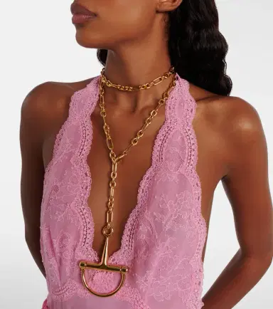 Gucci Lace-trimmed silk satin midi dress | Thumbnail 5 Gucci Lace-trimmed silk satin midi dress | Thumbnail 5